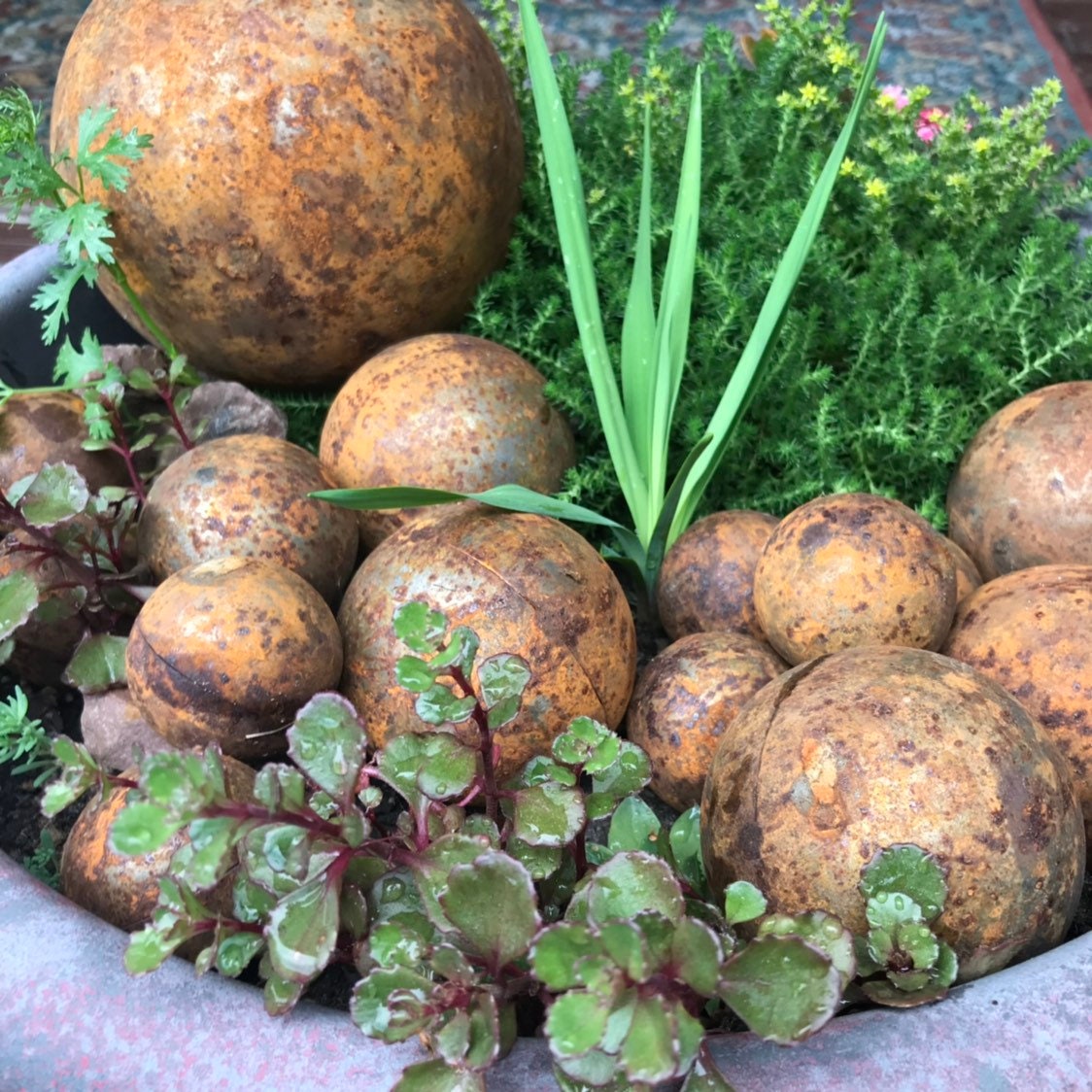 Rusty Metal Garden Balls Set, Rustic Corten Steel Yard Art, Lawn ...