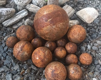 Garden decor, Garden art, Rusty metal ball, Rusty decor, Big Rusty metal balls set, Metal sphere, Outdoor decor, Yard art, Garden sphere