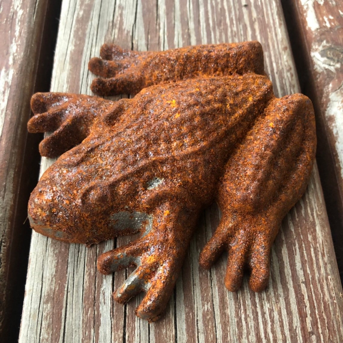 Rustic metal frog Garden decor Garden art Rusty metal frog Etsy