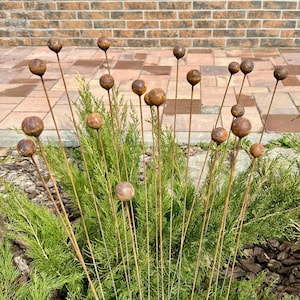 Rostige Blumen 20er-Set, Metallblumen-Gartendekor-Yard-Kunst, rustikale Gartendekoration für den Außenbereich, verwitterte Metall-Gartendekoration