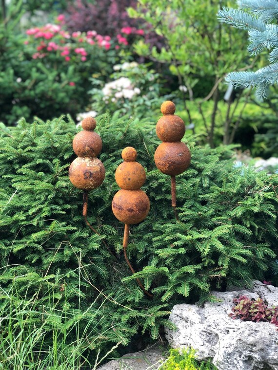 Figura Decorativa De Niño Con Globo De Metal Oxidado - 52 Cm De Alto - Estilo Vintage Para Jardín O Interior