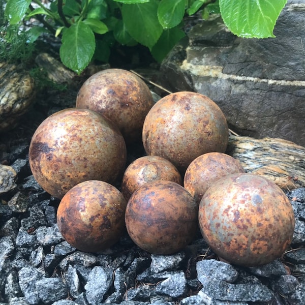 Garden decor, Garden art, Rusty metal ball, Rusty decor, Rusty metal balls set, Metal sphere, Outdoor decor, Rusty metal art, Garden sphere