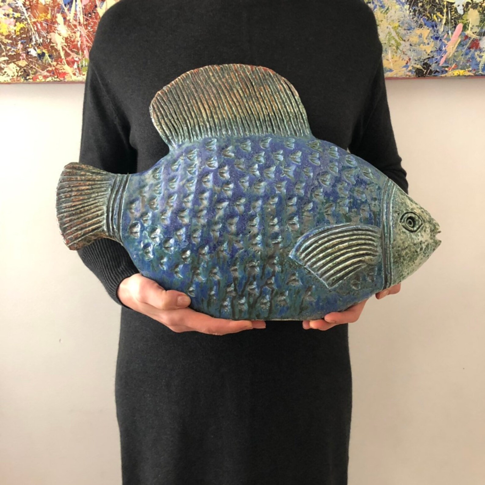 BIG Ceramic fish Garden art Garden decor Ceramic Home Etsy