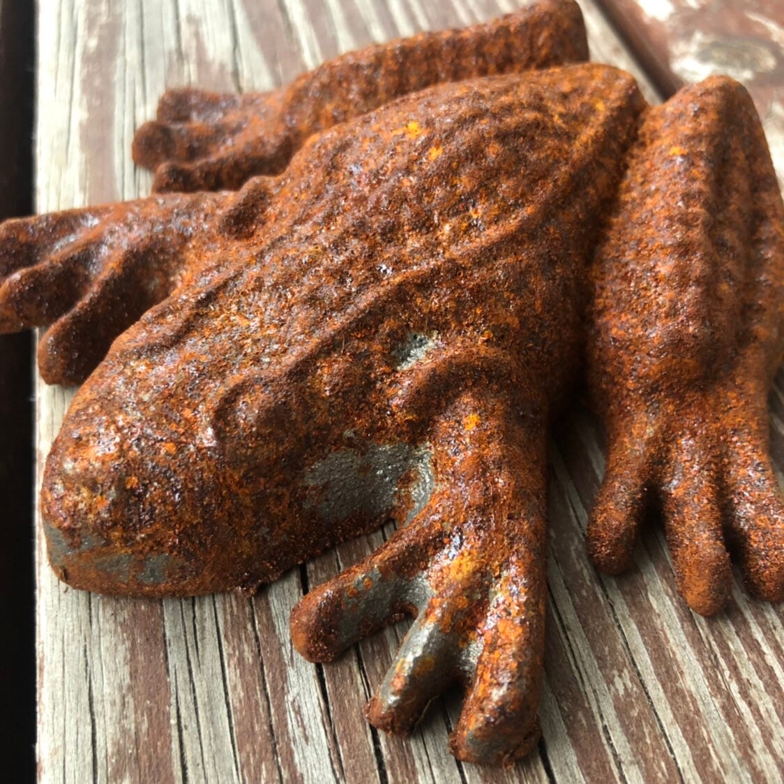 Rustic metal frog Garden decor Garden art Rusty metal frog Etsy