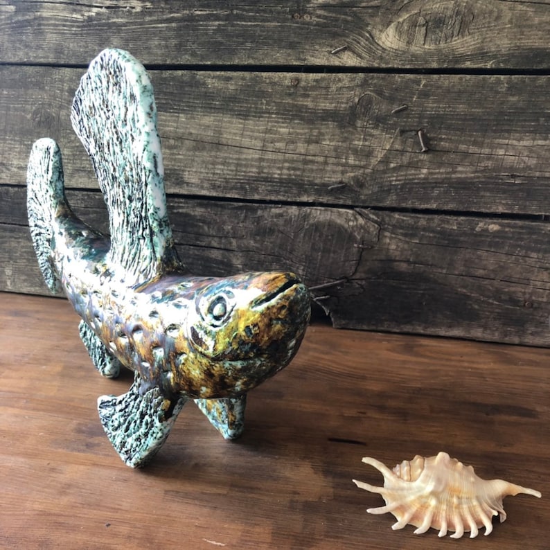 BIG Ceramic fish Garden art Garden decor Ceramic Home Etsy