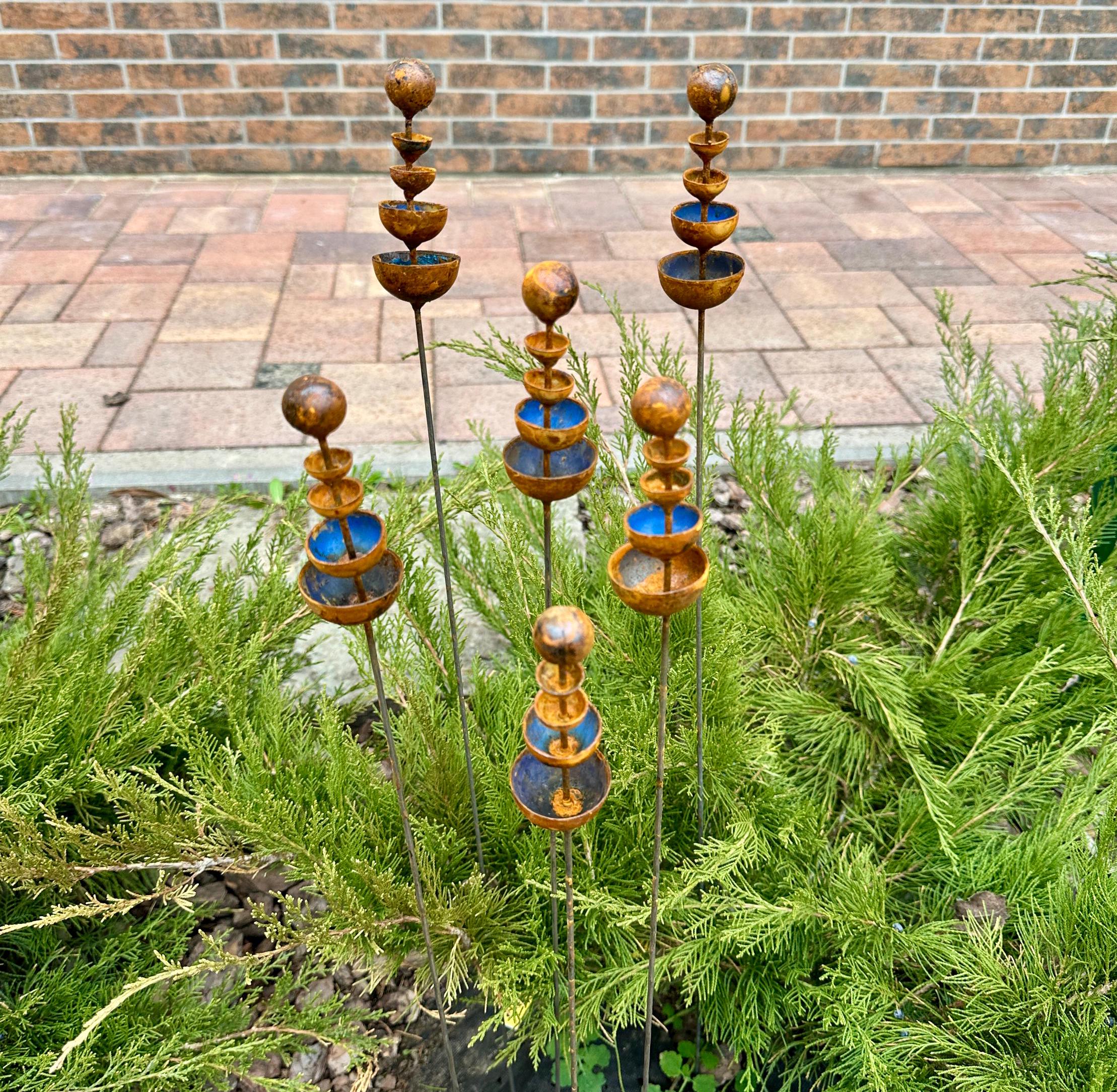 Lot De 5 Piquets De Jardin En Métal Avec Finition Rouille