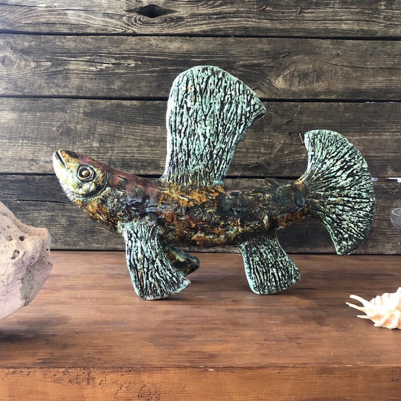 BIG Ceramic fish Garden art Garden decor Ceramic Home Etsy