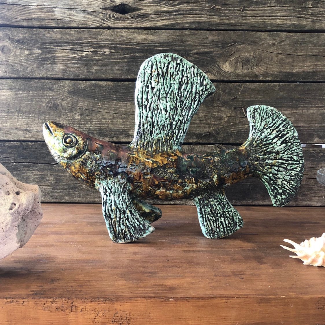 BIG Ceramic fish Garden art Garden decor Ceramic Home Etsy