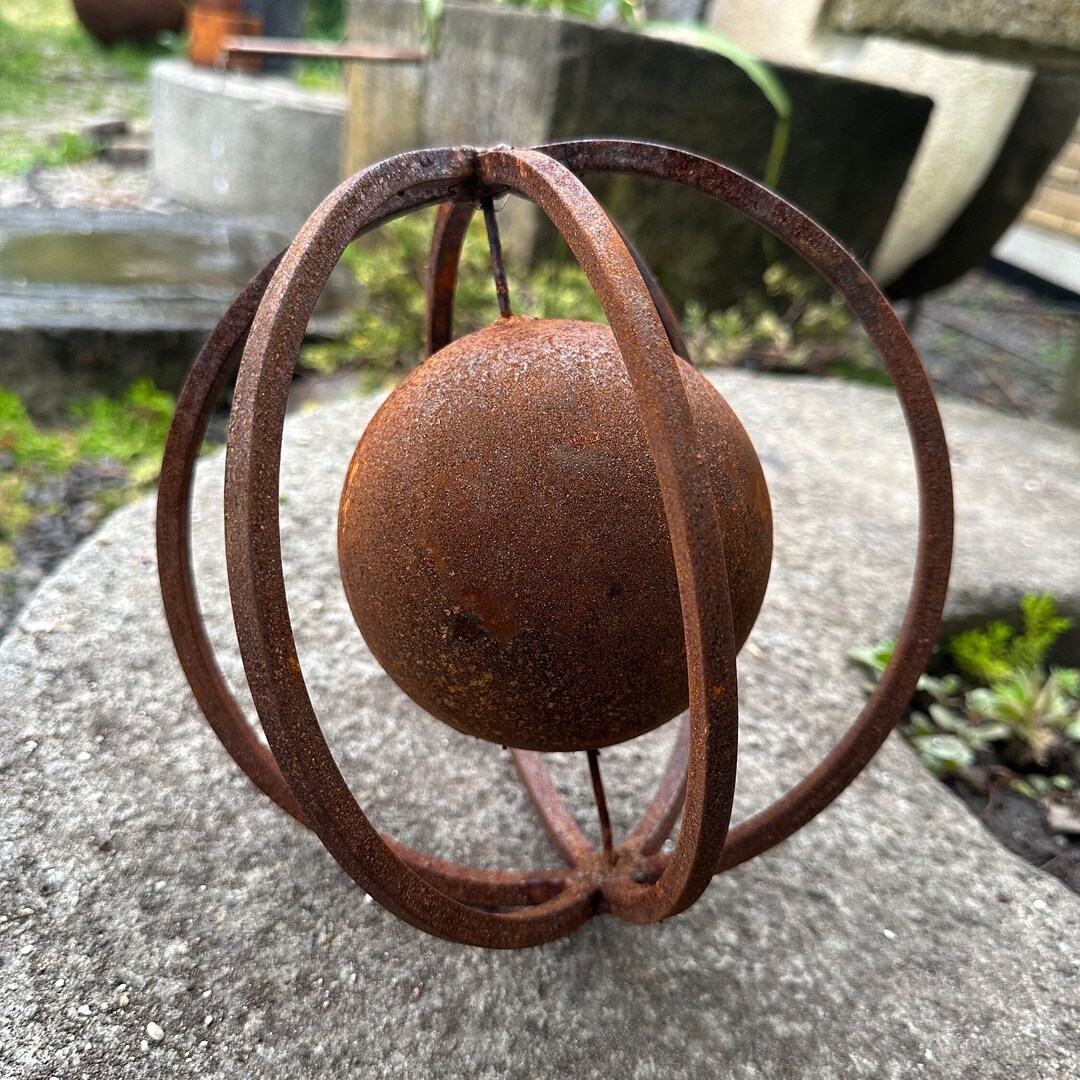 8 Rusty Metal Sphere Outdoor Garden Decor Give a Touch of Etsy