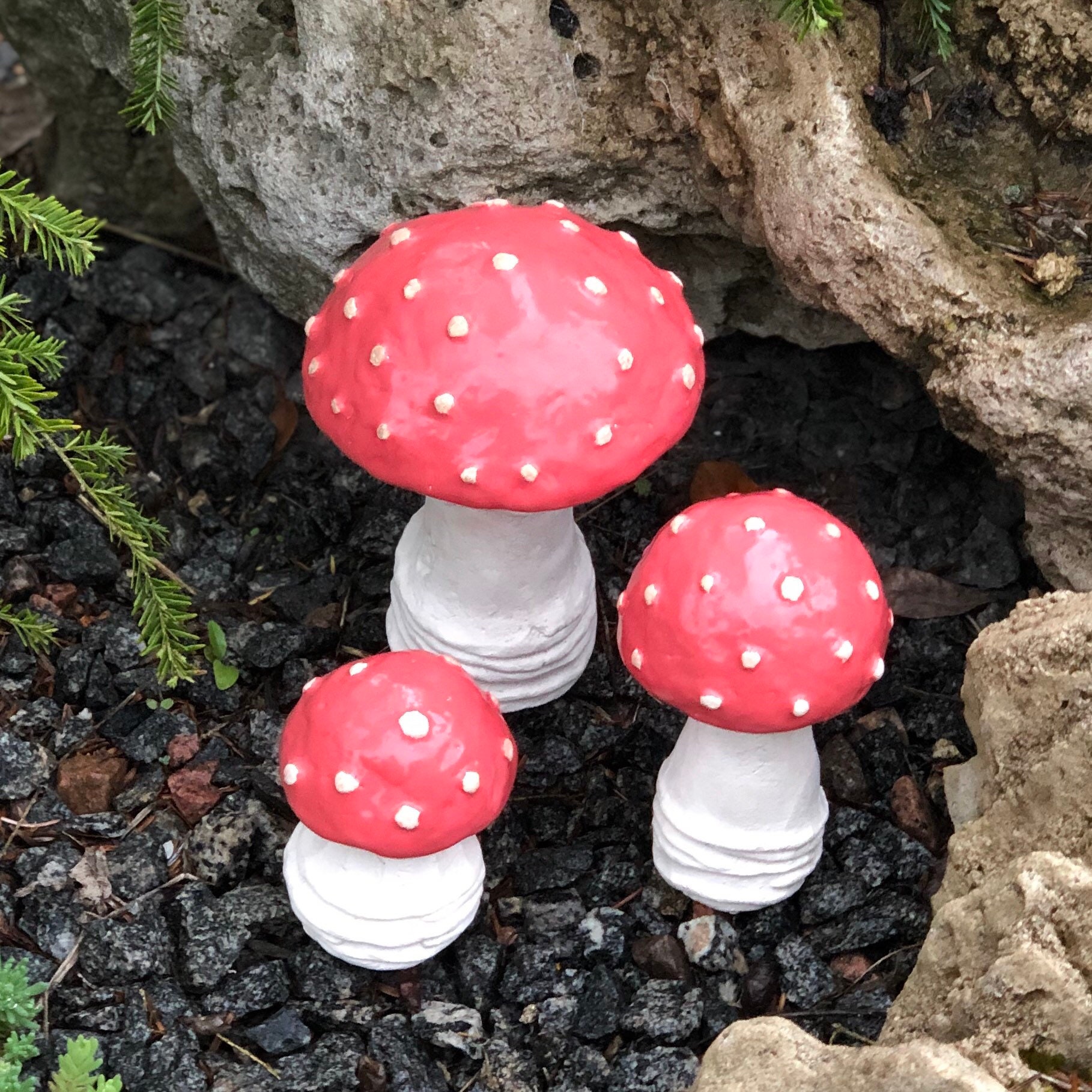 Ceramic mushrooms 3 ceramic mushrooms Garden art sculpture Etsy