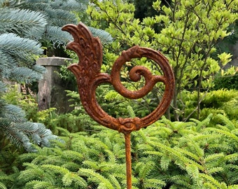 Estacas de jardín de metal oxidado, remate de jardín oxidado, decoración de jardín de metal, arte de jardín de metal, decoración de metal para exteriores, decoración de jardín de metal oxidado