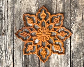 Rustiek cortenstaal wanddecoratie, boerderijmandalakunst, 11,5 inch