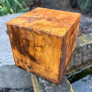 Rusty Corten Steel Cube Sculpture: Zen Garden Decor