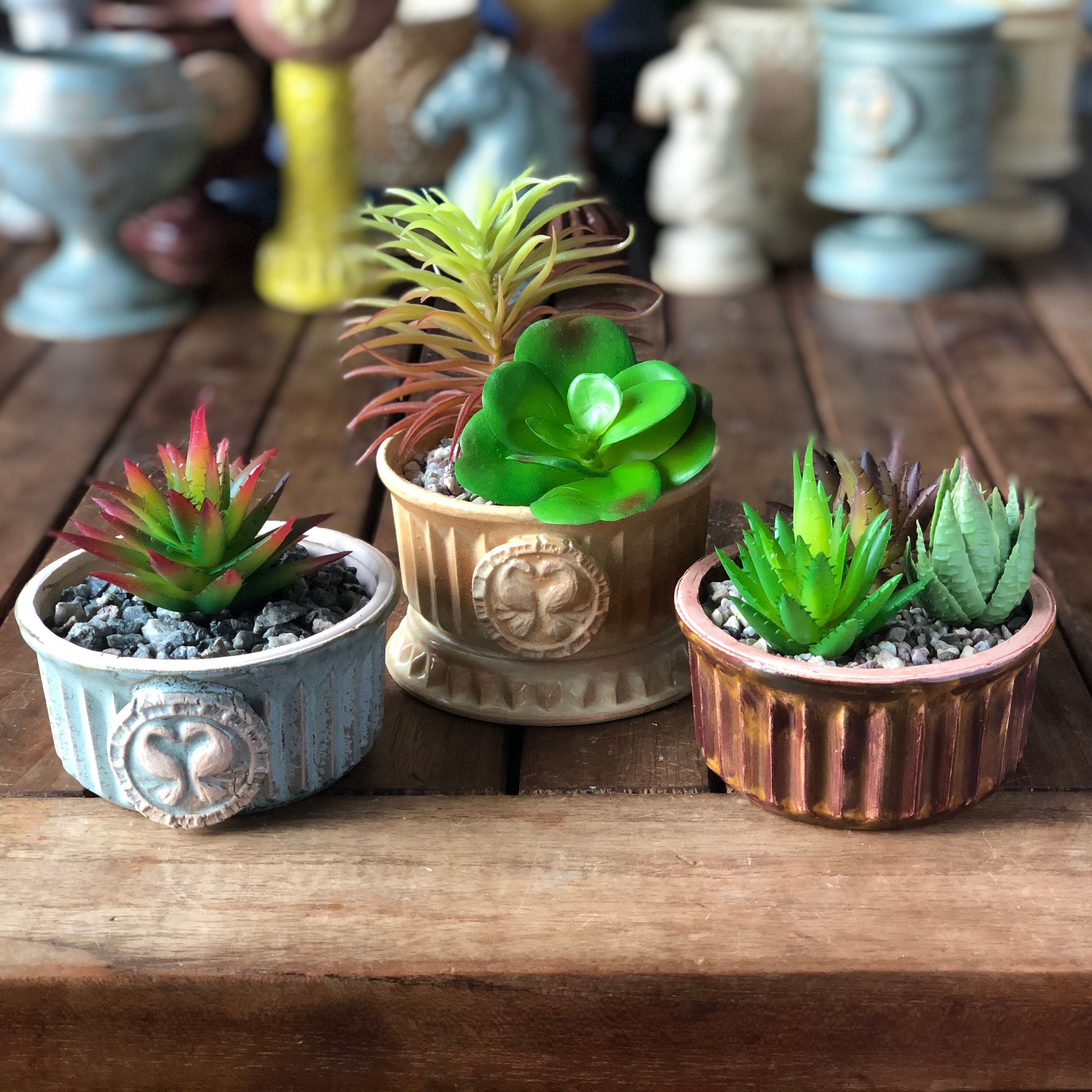 Set of Succulent pot and Horse bust figurine Succulent Etsy