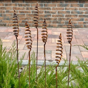 Rostige Blumen 6er-Set, Blumen Gartendekor, Metall Gartendekor, Metallhofkunst, Metalldekor im Freien, rostiges Metallgartendekor