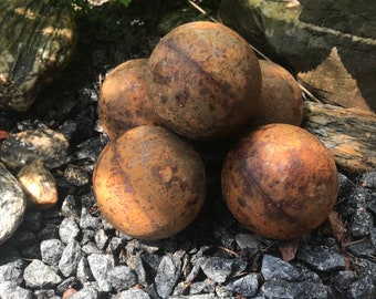 Rusty Corten Steel Garden Balls, Metal Sphere Set of 5