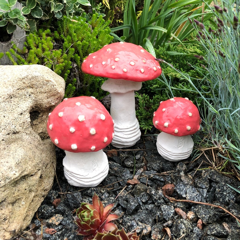 Keramik Pilze 3 Keramik Pilze Garten Kunst Skulptur Amanita Etsy.de