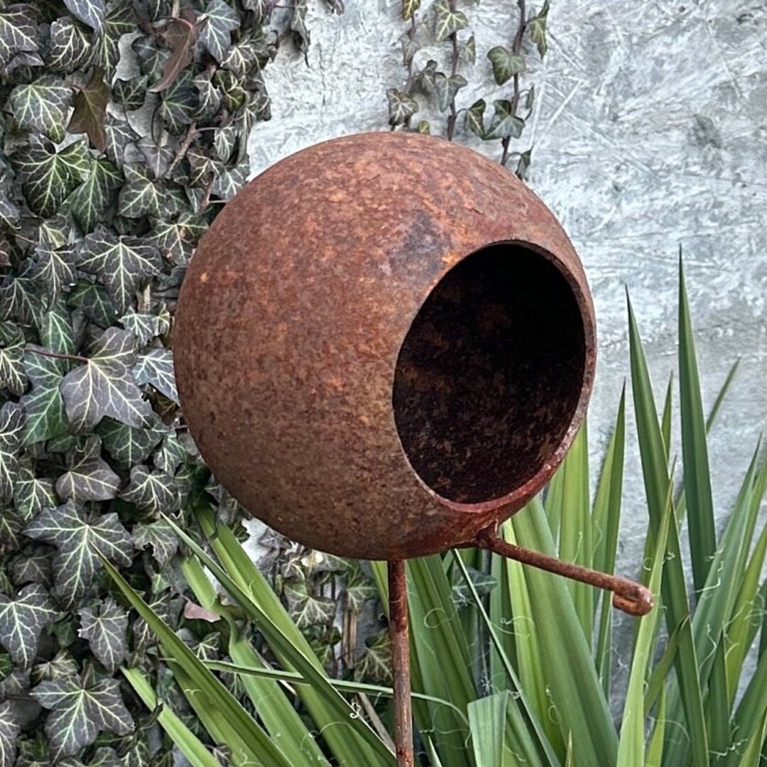 Rusty Metal Bird Feeder on Stake, Modern Garden Decor - Etsy
