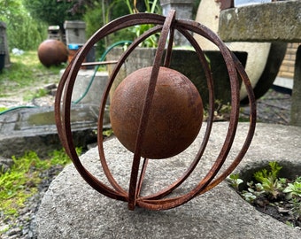 12ʼʼ Rusty Metal Sphere Outdoor Garden Decor - Give a Touch of Zen Art