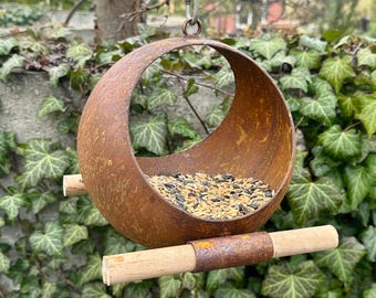Moderne rustieke metalen vogelvoederbak, hangend tuindecor