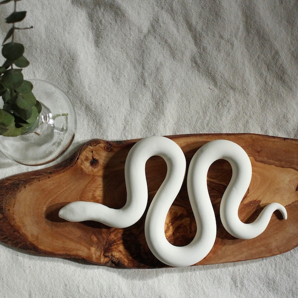Clay snake decorative object | Minimalist coffee table decor | Modern home decor | Boho accent piece | Shelf decor