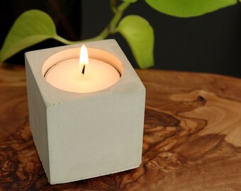 Cube concrete tealight candle holder | Concrete minimalist decor