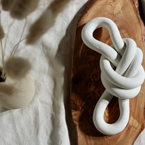 Double Loop Clay Knot Decor Coffee Table Statement Accent Etsy Canada