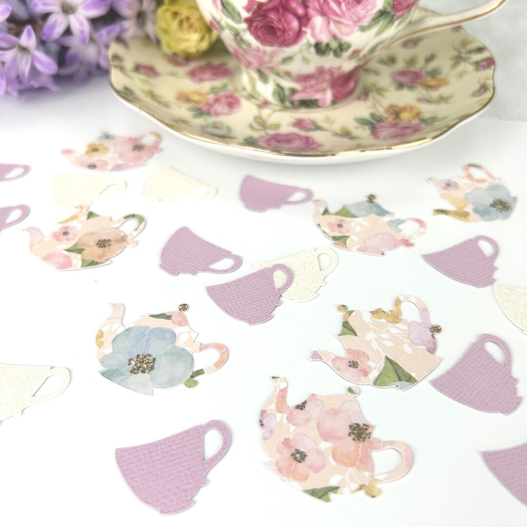 50 Ct Tea Party Confetti Pastel Floral Elegant teapot Etsy