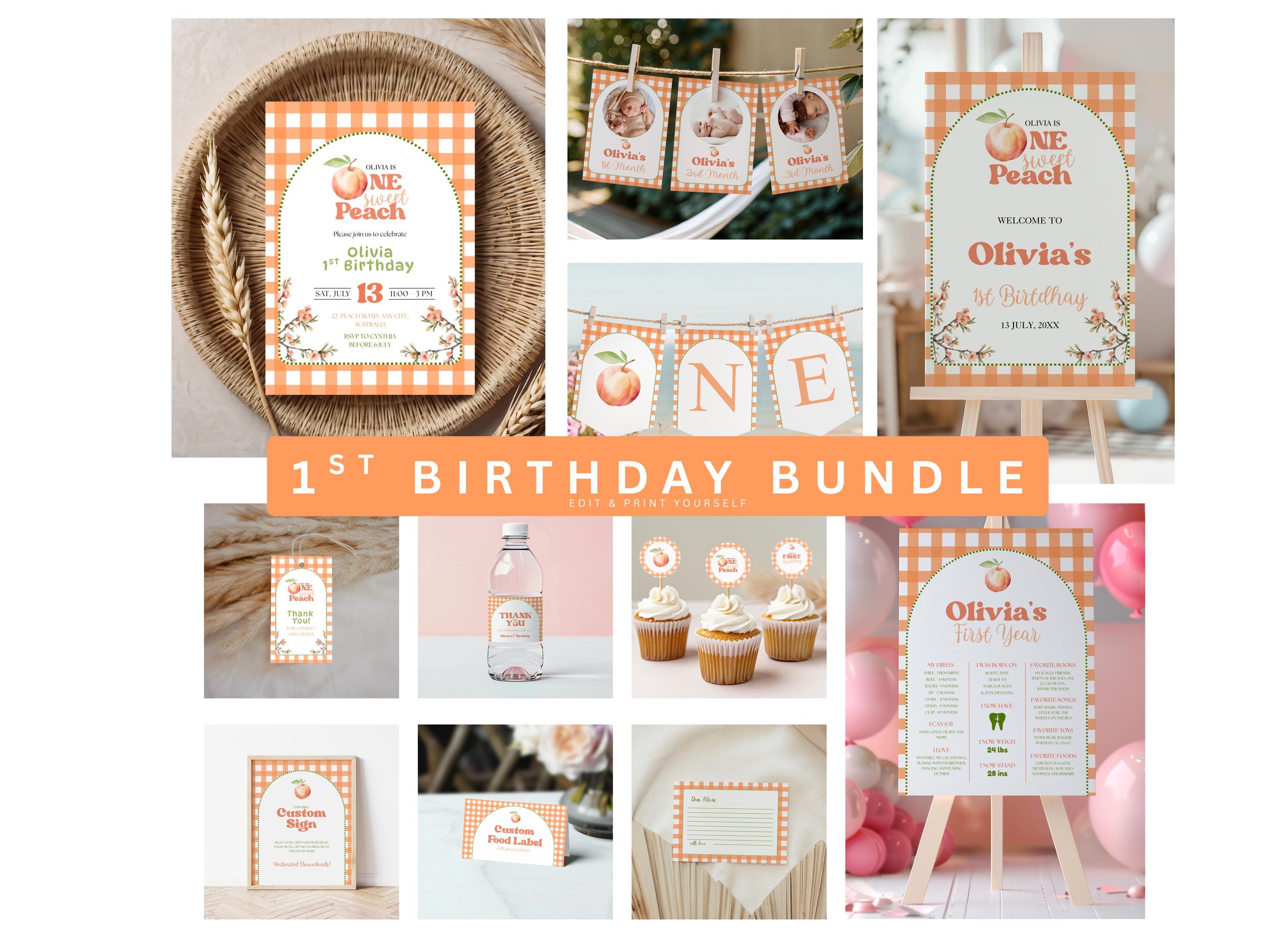 Adorable Peachy First Birthday Bundle - One Sweet Peach 1st