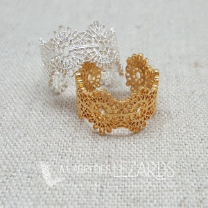 Silver or Gold-plated lace pattern ring