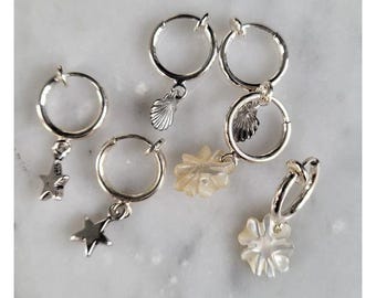 SILVER CLIP creole earrings