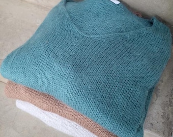 Pull col V manche longue Mohair