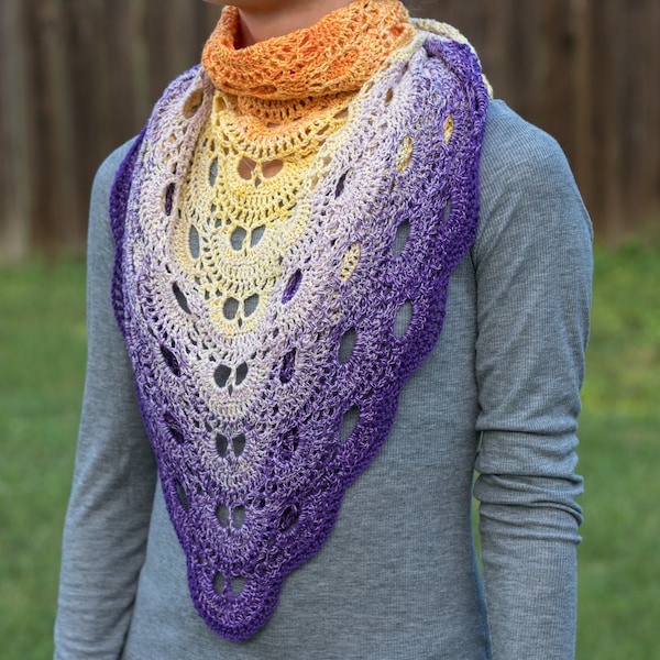 scarf, shoulder wrap, gift for her, handmade, Virus Shawl, Wolltraum Swiss yarn, gradient yarn