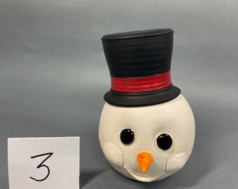 Clay Snowman sculpture - wheel thrown pottery