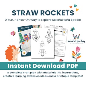 Straw Rockets Kids STEM Craft: Printable Template (PDF)