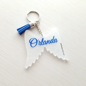 Angel wings, glitter keychain, Angel wings keychain, memorial keychain