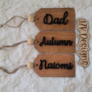 Personalized Laser Cut Stocking Tags, Wooden Stocking Tags, Stocking Name Tag, Christmas Stocking Name Tag, Personalized Christmas Stocking