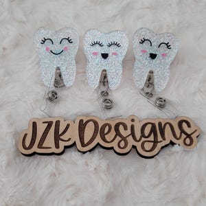 Bobine de badge de dent, Bobine de badge de dent à paillettes, Bobine de badge de dent dentaire, Bobine de badge de dentiste, Bobine de badge d'assistant dentaire, Hygiéniste dentaire