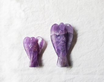 Amethyst Guardian Angel Figurine - 2 and 3 Inch - Purple - Stone Angels