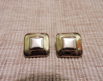 Vintage Gold Tone Square Earrings with Post