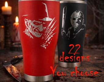 Slasher Villains 30oz Tumbler, Free Personalization, Horror and Monster Icons
