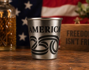 America 250 Stainless Steel Shot Glass – USA 250th Anniversary Celebration – Personalized Engraved Gift
