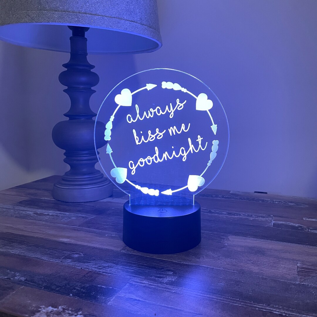Always Kiss Me Goodnight Acrylic 3D Night Light Bedroom Night Etsy UK