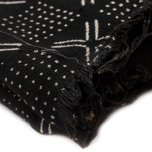 Bogolan Mud Cloth | Handmade in Mali | Authentic African Textile | Premium Quality Fabric | Ebony Black | Dotted Cross Design