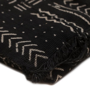 Bogolan Mud Cloth | Handmade in Mali | Authentic African Textile | Premium Quality Fabric | Ebony Black | Kolokani Design