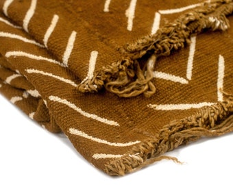 Bogolan Mud Cloth | Handmade in Mali | Authentic African Textile | Premium Quality Fabric | Caramel Brown | Minimalist Design