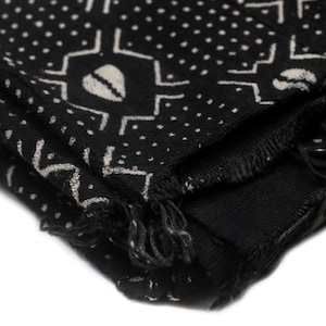 Bogolan Mud Cloth | Handmade in Mali | Authentic African Textile | Premium Quality Fabric | Ebony Black | Dotted Cowrie Design