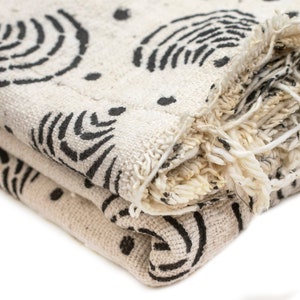 Bogolan Mud Cloth | Handmade in Mali | Authentic African Textile | Premium Quality Fabric | Black and White | Radar Design