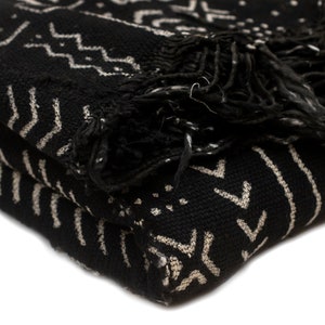 Bogolan Mud Cloth | Handmade in Mali | Authentic African Textile | Premium Quality Fabric | Ebony Black | Kita Design
