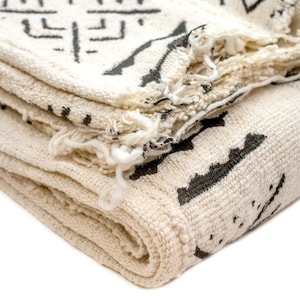 Bogolan Mud Cloth | Handmade in Mali | Authentic African Textile | Premium Quality Fabric | Black and White | Target Design